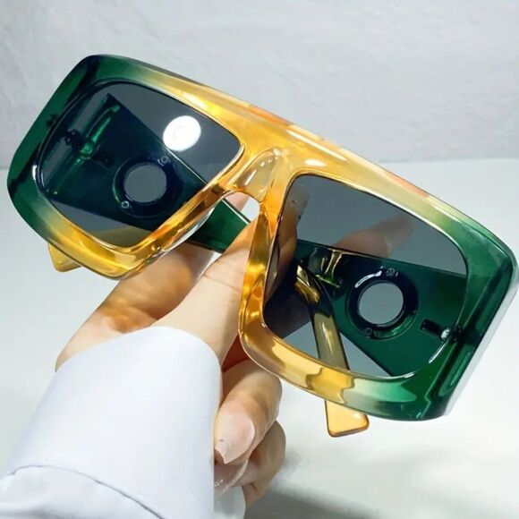 Oversized anti-reflective color block sunglassess - Picture 1 of 3